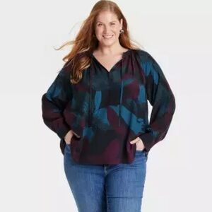 Target Relaxed Oversized Blue and Black Blouse